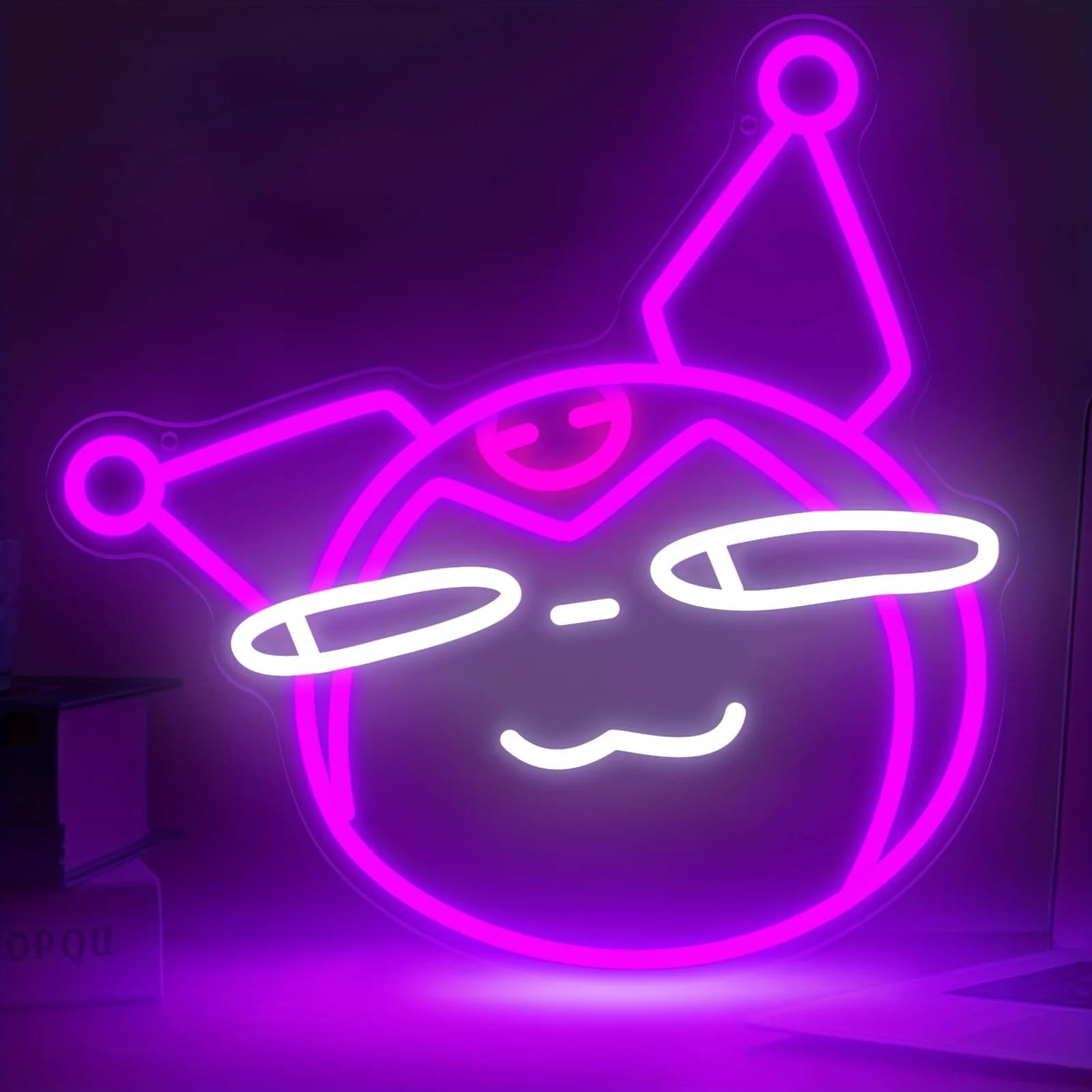 Insegna al Neon Viola Kuromi con Corna da Diavolo, Luce LED Carina e Cool, Dimmerabile per Sala Giochi, Casa, Decorazione Gotica Kawaii, Arte Murale Sanrio
