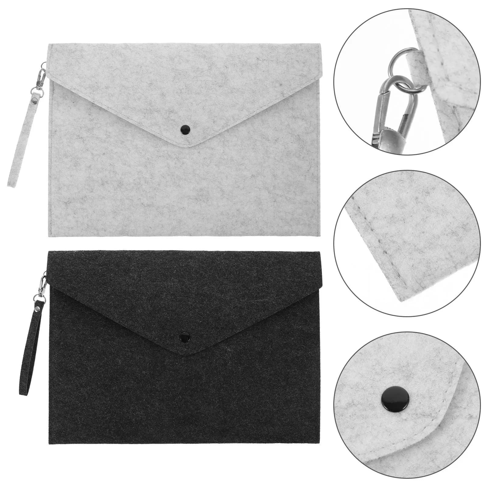 4Pcs Stylish Eco-Friendly Felt Document Folder A4 Size Snap Button File Holder Portable Organizer Bag for Office School Business