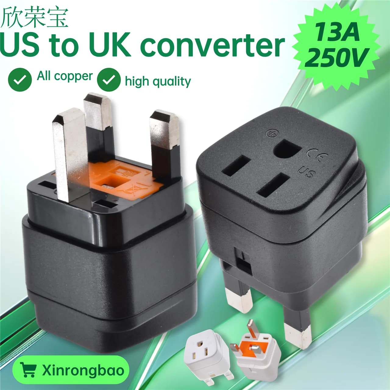 Adattatore elettrico UK 250V13A fusibile da US a UK Presa da viaggio Convertitore di corrente Presa CA da viaggio per caricabatterie adattatori per presa UK
