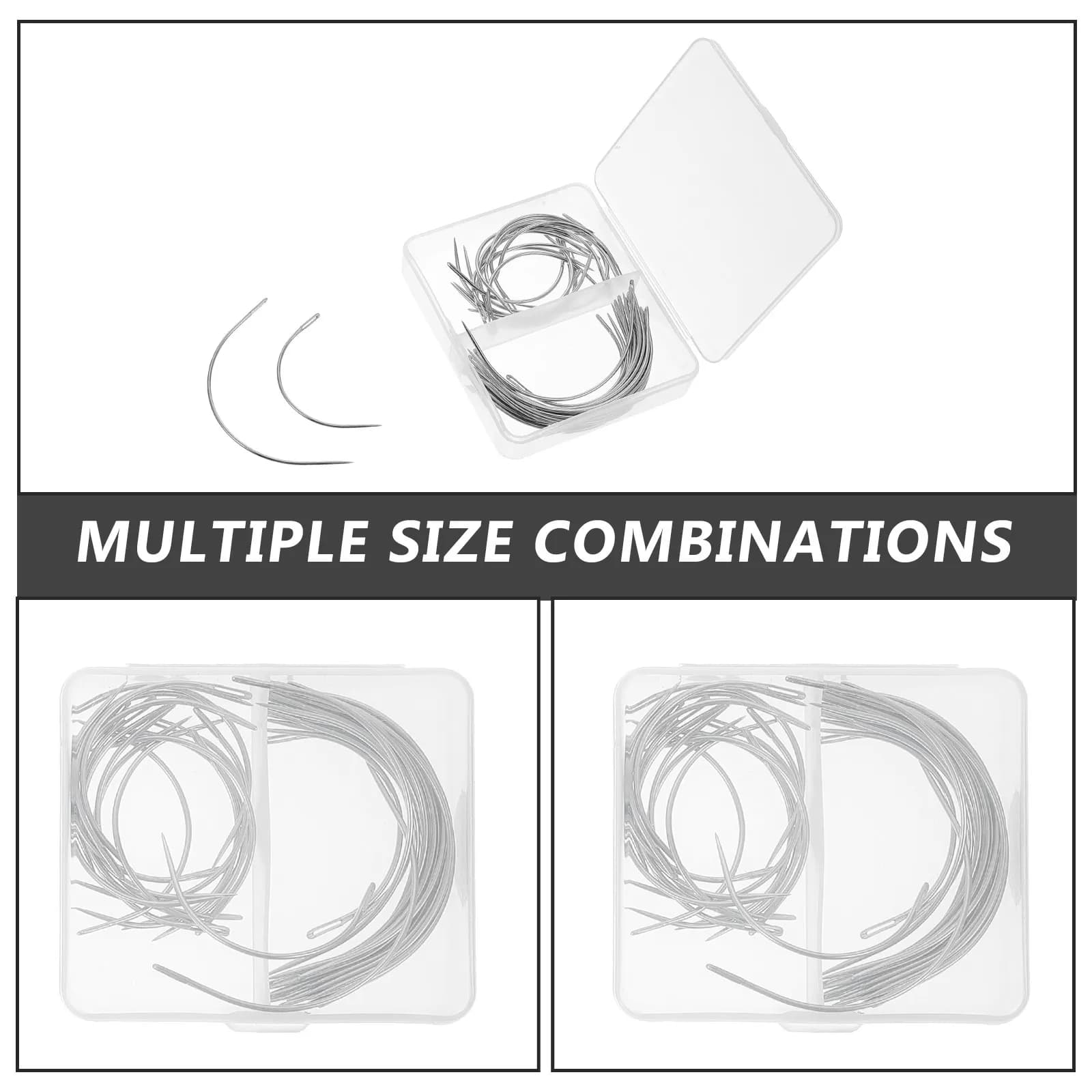 40 Aghi Curvi Tipo C con Occhiello Grande per Cucito, Riparazione Cuscini, Lavorazione Artigianale Fai-da-Te, Cucito in Metallo