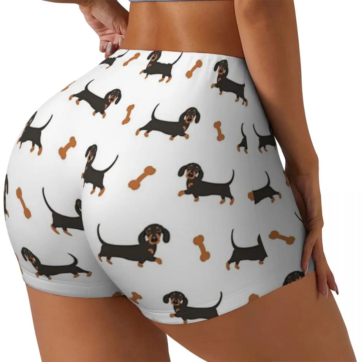 Running shorts for training in women's gym with dog sausage black and brown customized yoga shorts for athletic volleyball bikers