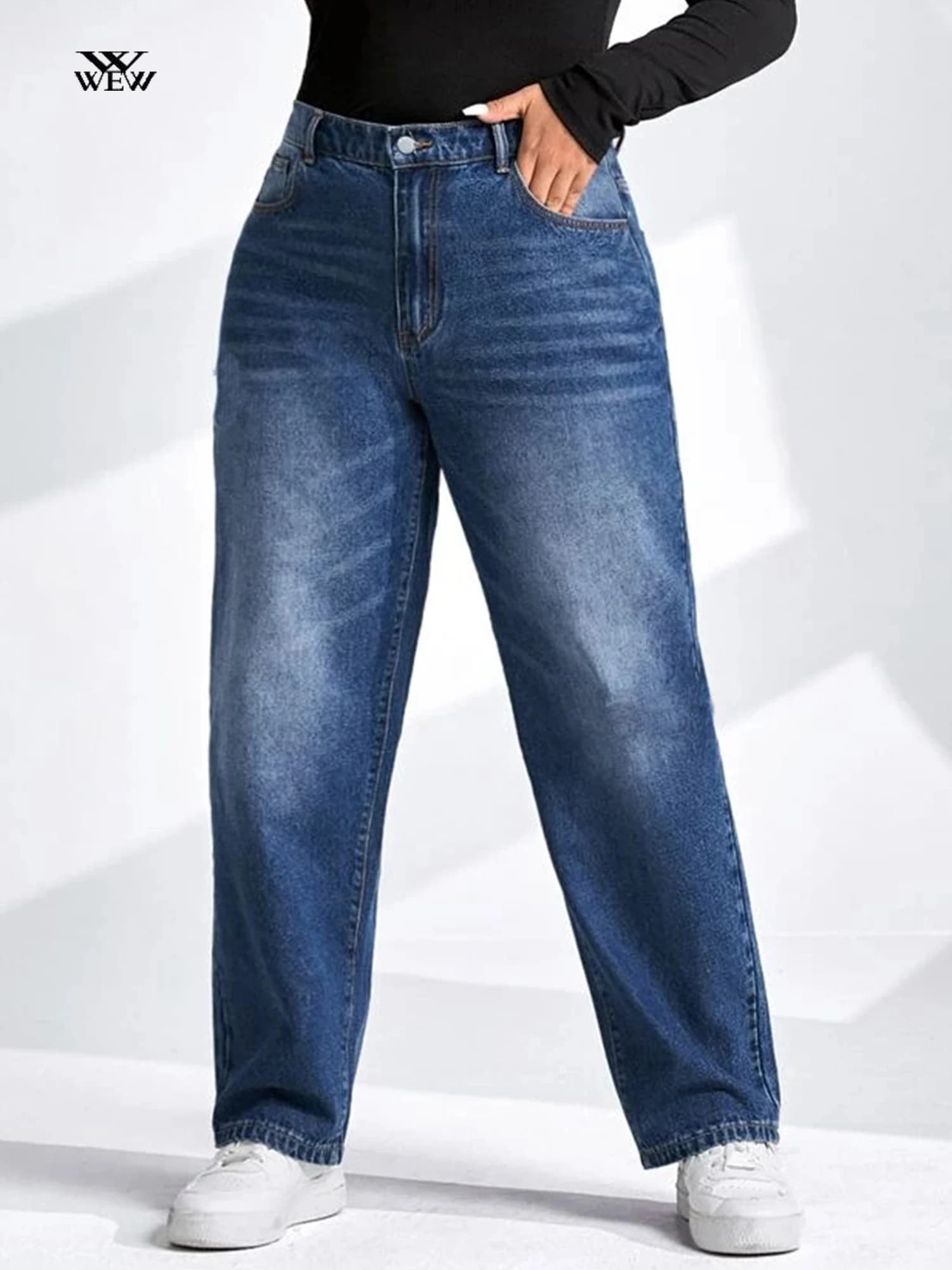Jeans affusolati taglie forti per donna Jeans donna Harem a figura intera lavaggio a vita alta Jeans donna Denim primavera e autunno 2023