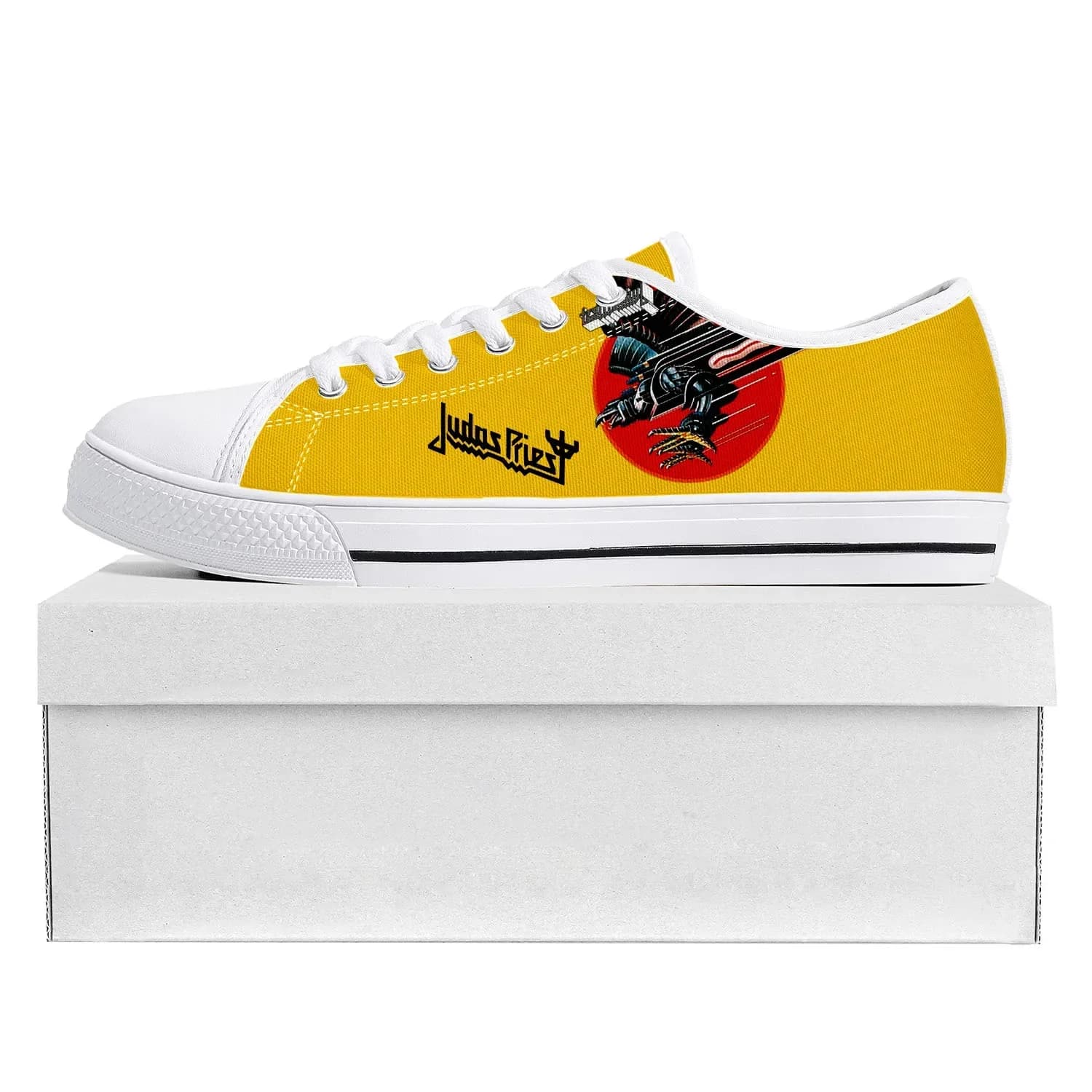 Judas Priest Heavy Metal Rock Band Low Top High Quality Sneakers Mens Womens Teenager Canvas Sneaker Couple Shoes Custom Shoe