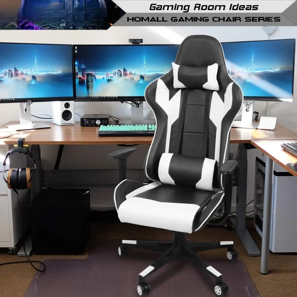 Sedia da gioco, sedia da ufficio sedia da computer con schienale alto sedia da scrivania in pelle da corsa direzionale ergonomica girevole regolabile personalizzata