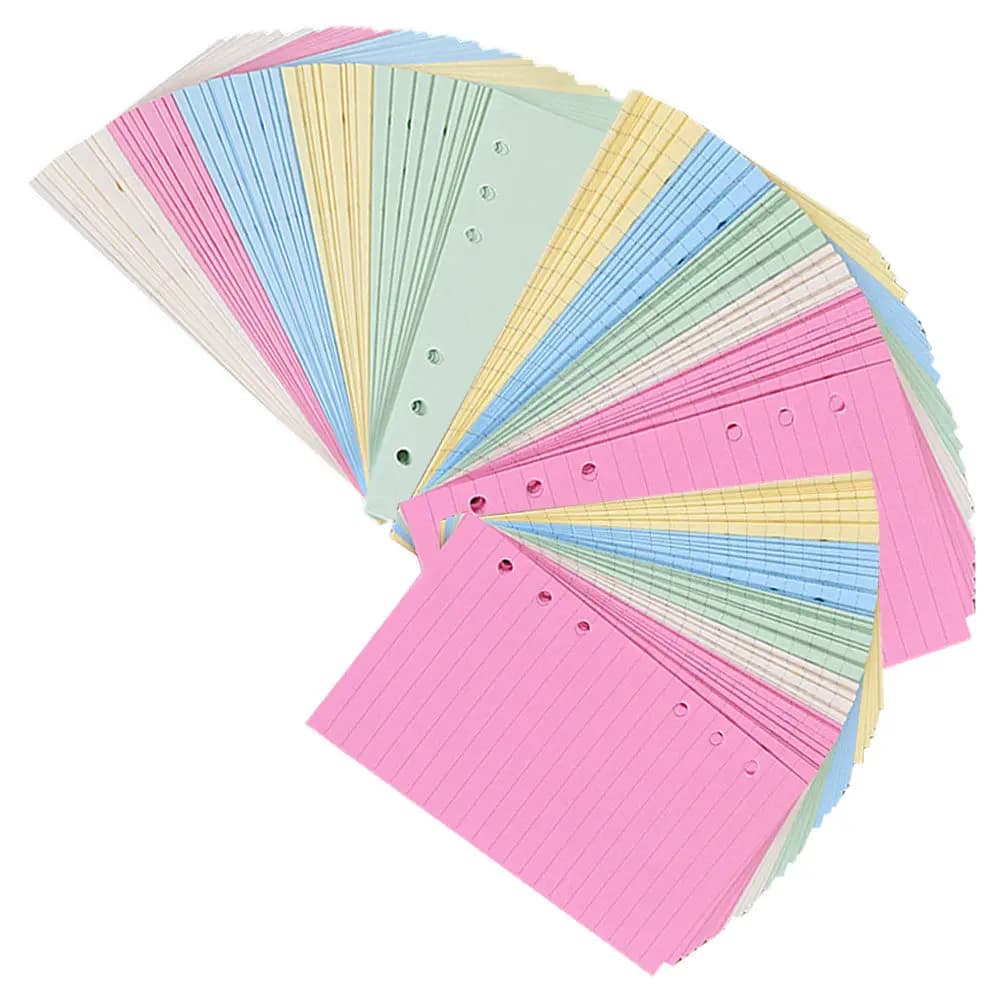 Carta di ricambio spessa, piatta, liscia e pulita per quaderni a fogli mobili, con perforazione a 6 fori per quaderni a spirale, inserti per agende e ricariche per raccoglitori