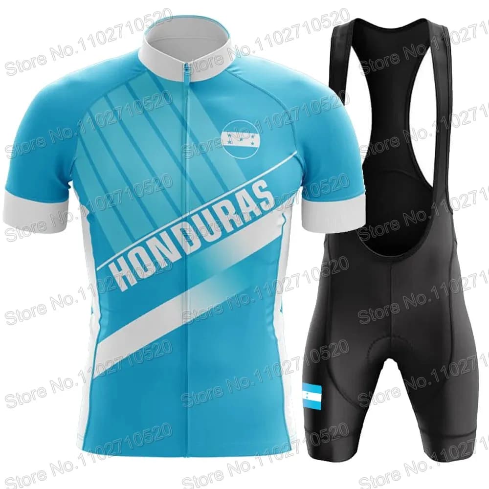 Cycling Jersey Honduras 2023 Team National Set Short Sleeve Blue Clothing Road Bike Shirts Cycling Jumpsuit Shorts with MTB Maillot Suspenders