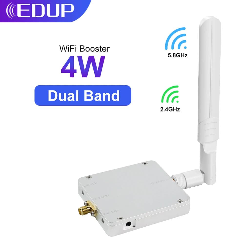 EDUP Ripetitore WiFi 4W 5.8GHz 2.4GHz, Amplificatore di Segnale Wireless, Estensore di Portata per Router WiFi