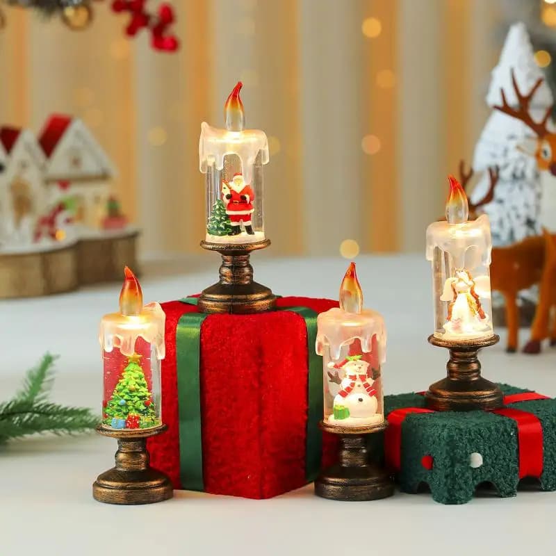 2026 Candele elettroniche decorative natalizie Luci notturne Illuminazione da tavolo Atmosfera Disposizione di scene Puntelli Regali di Natale per bambini