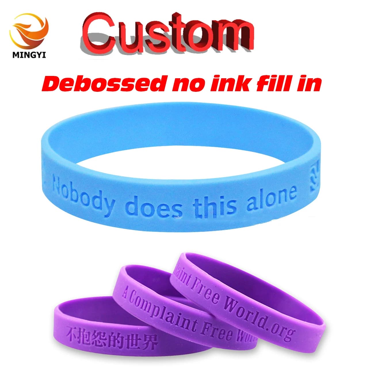 Braccialetto SOS in Silicone Personalizzabile con Logo Inciso, Tecnica Debossed Senza Riempimento Cromatico