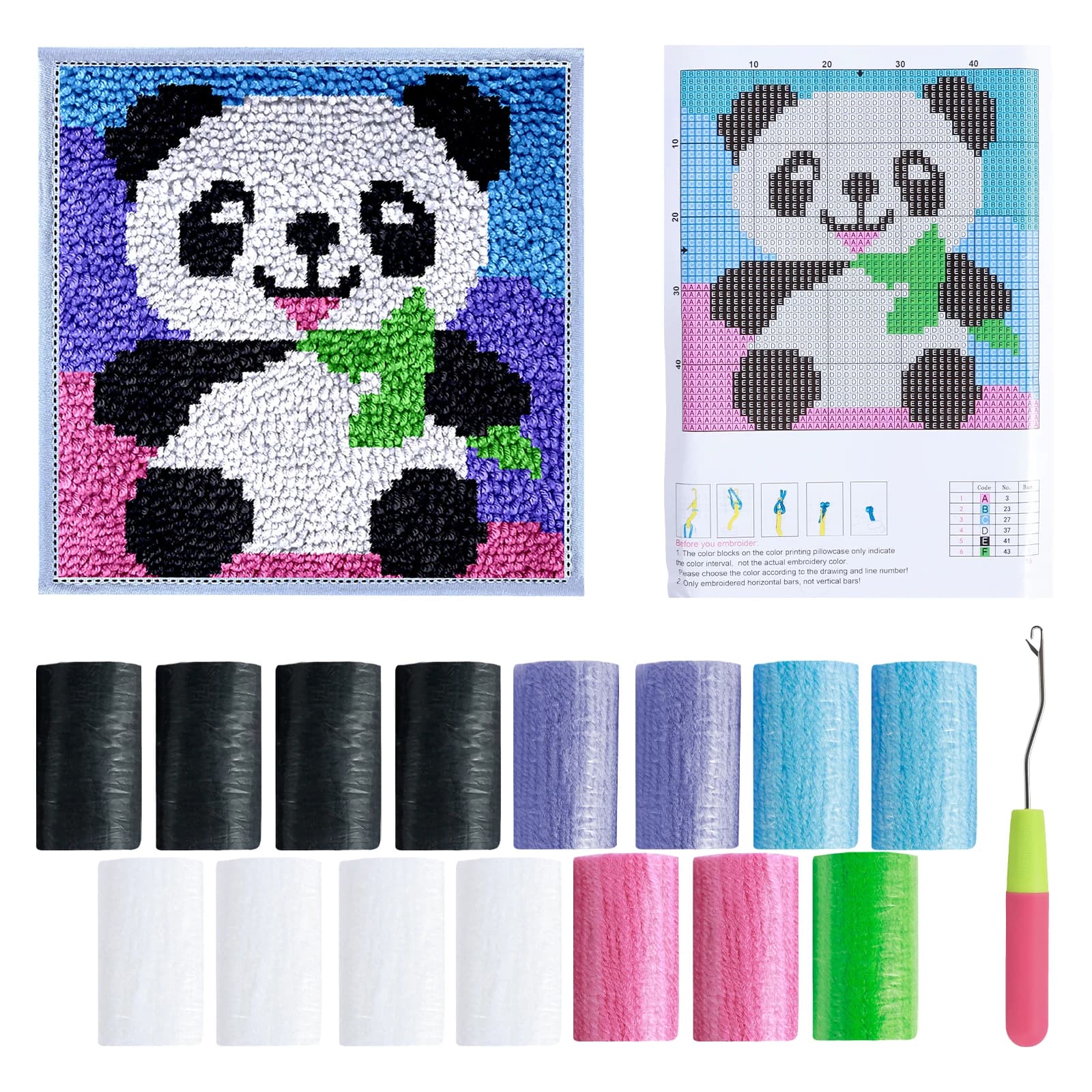 Kit per Uncinetto per Adulti Principianti, Volpe/Panda/Gufo, Ricamo Semplice Fai-da-Te, Kit per Tappeti all'Uncinetto, Regalo per Decorazione Casa