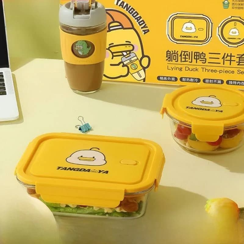 Contenitore per Pranzo in Vetro per Impiegati, Ciotola Divisa per Microonde, Bento Box Isolato, Set Porta Pasti da 500ml per Donne