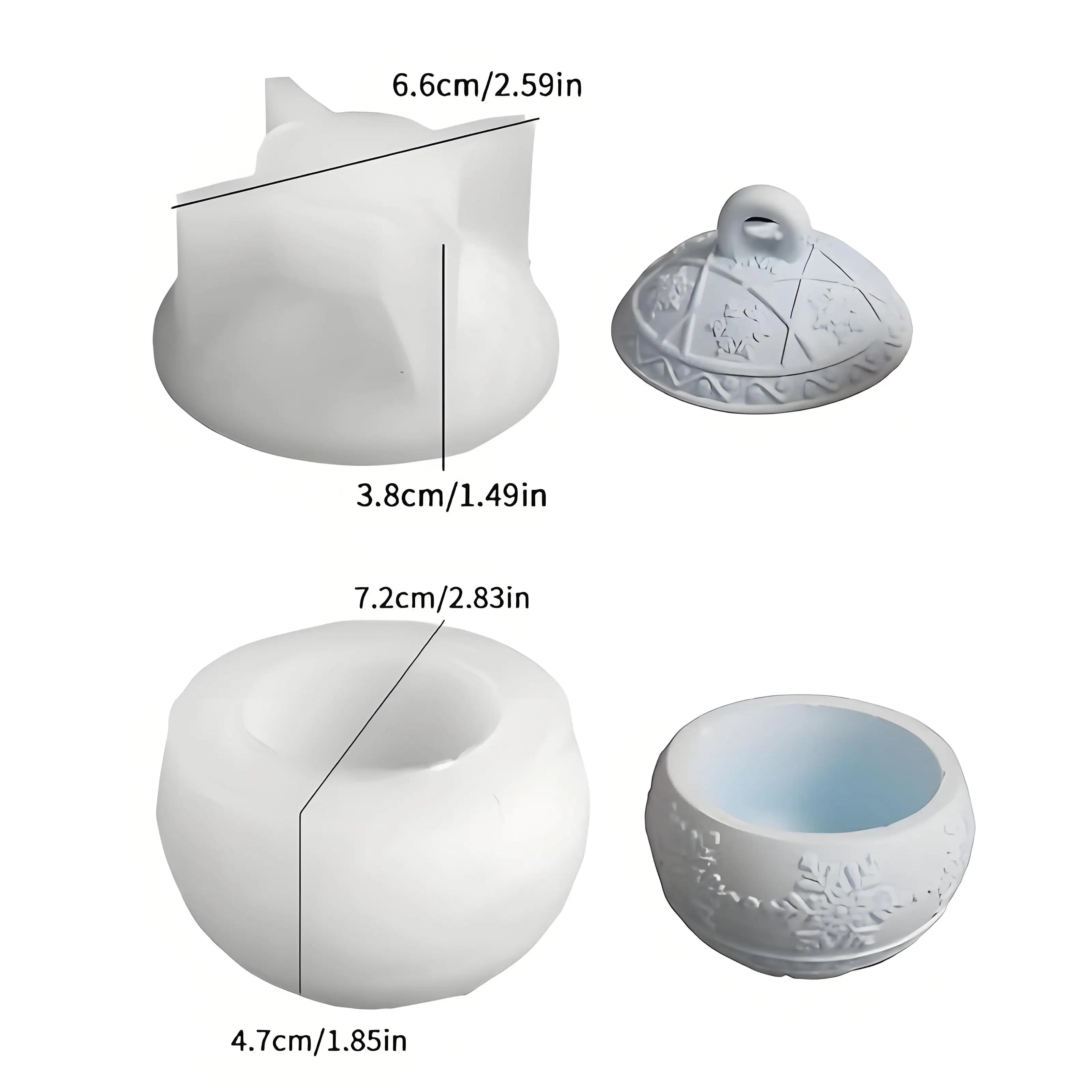 Stampo in silicone per candele a forma di bacche natalizie, stampo in silicone per contenitore portafrutta natalizio con fiocchi di neve in rilievo