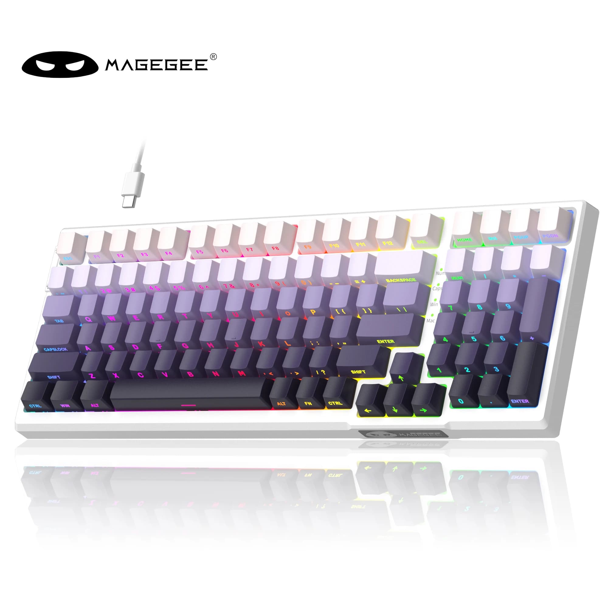 MageGee SKY98 Tastiera meccanica da gioco cablata Hot Swap 99 tasti Struttura guarnizione PBT RGB Layout personalizzato 98% per PC portatile