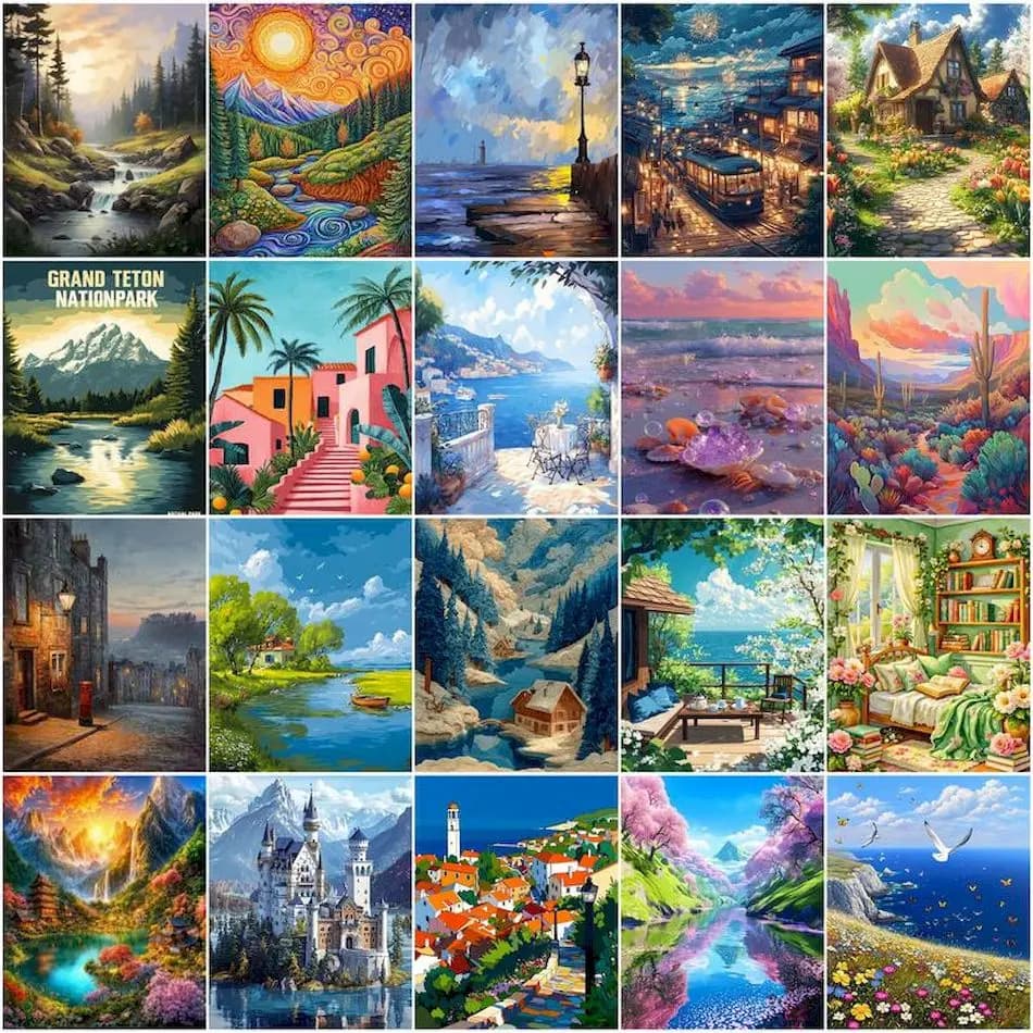 GATYZTORY Paint By Number Adult Kit For Handiwork Acrylic Paints Landscape Handmade Canvas Picture Drawing Adult Coloring Gifts