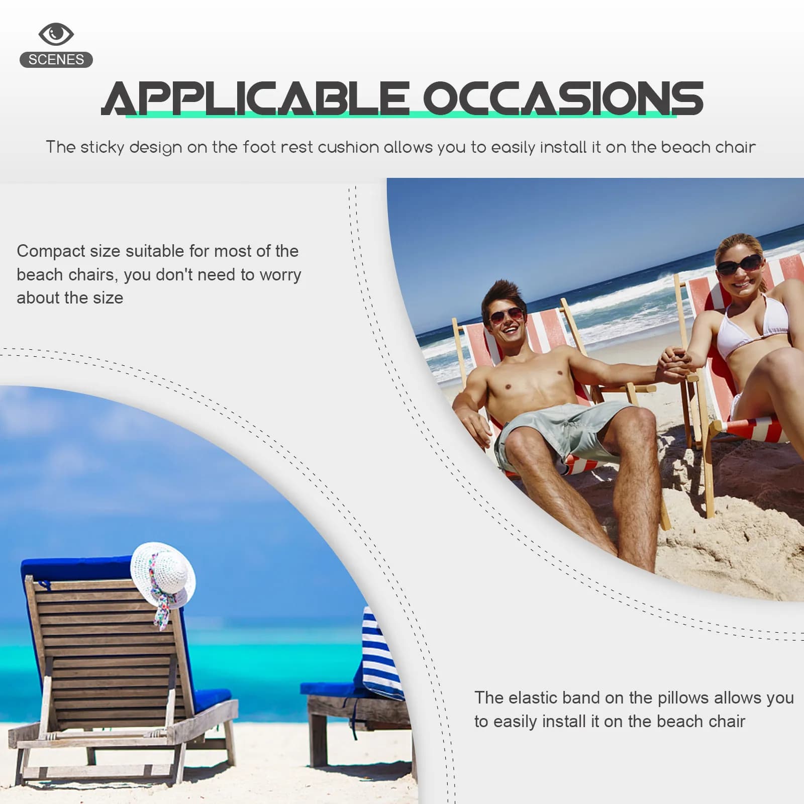 Poggiatesta per Sedia da Spiaggia Premium, Design Flessibile e Confortevole, Cuscino Pieghevole Staccabile per Sedia da Patio, Uso Esterno, Accessori da Spiaggia