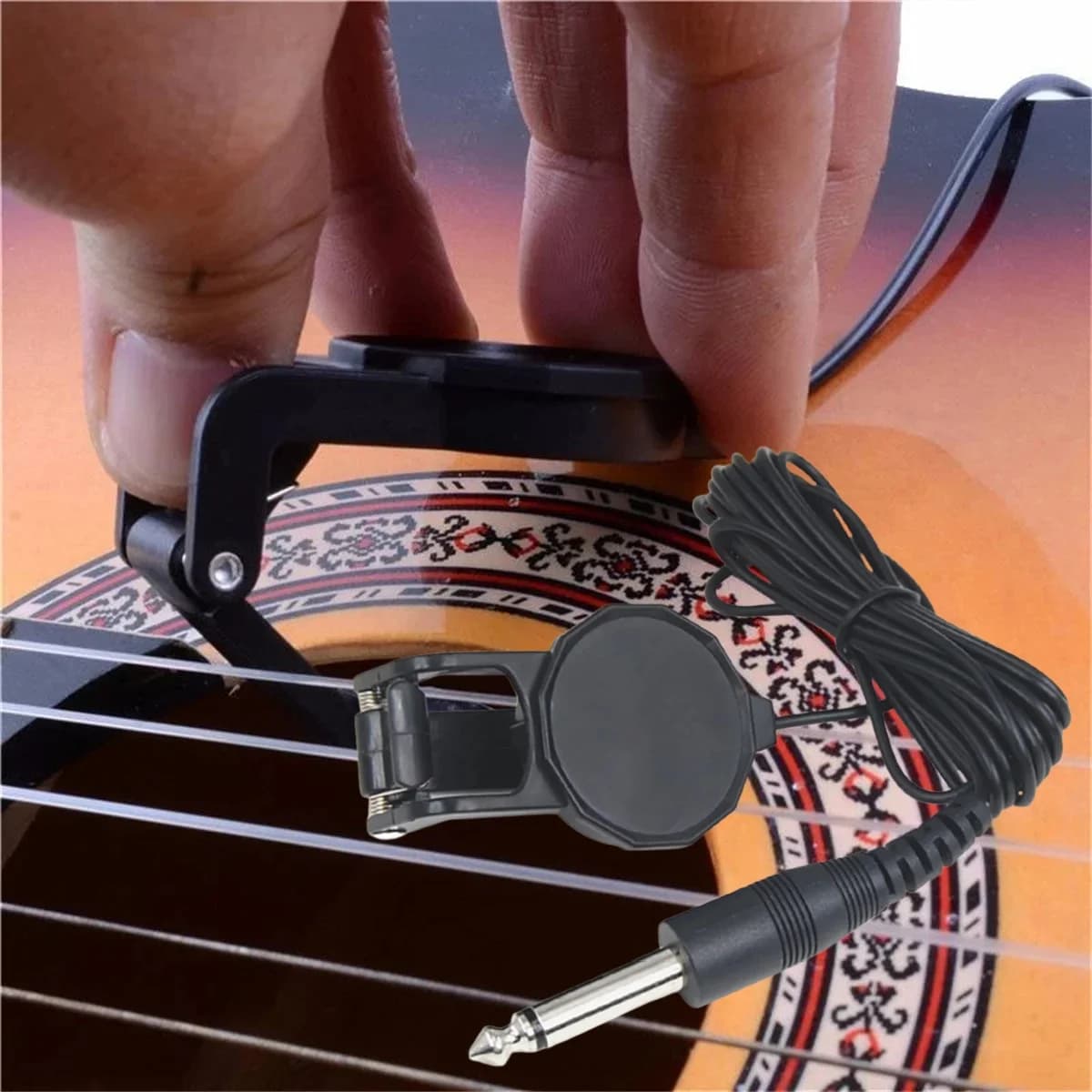 Pickup con clip jack audio/trasduttore pickup audio da 2,5 M/compatibilità chitarra acustica\violino\banjo\strumenti ukulele