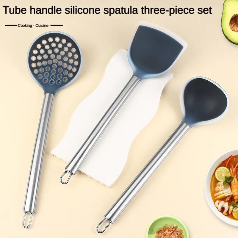 1/3pcs Stainless Steel Handle Stir-Fry Silicone Spatula For Domestic Use Colino Cucchiaio Padella Special Spatula Hot Plate Spoon