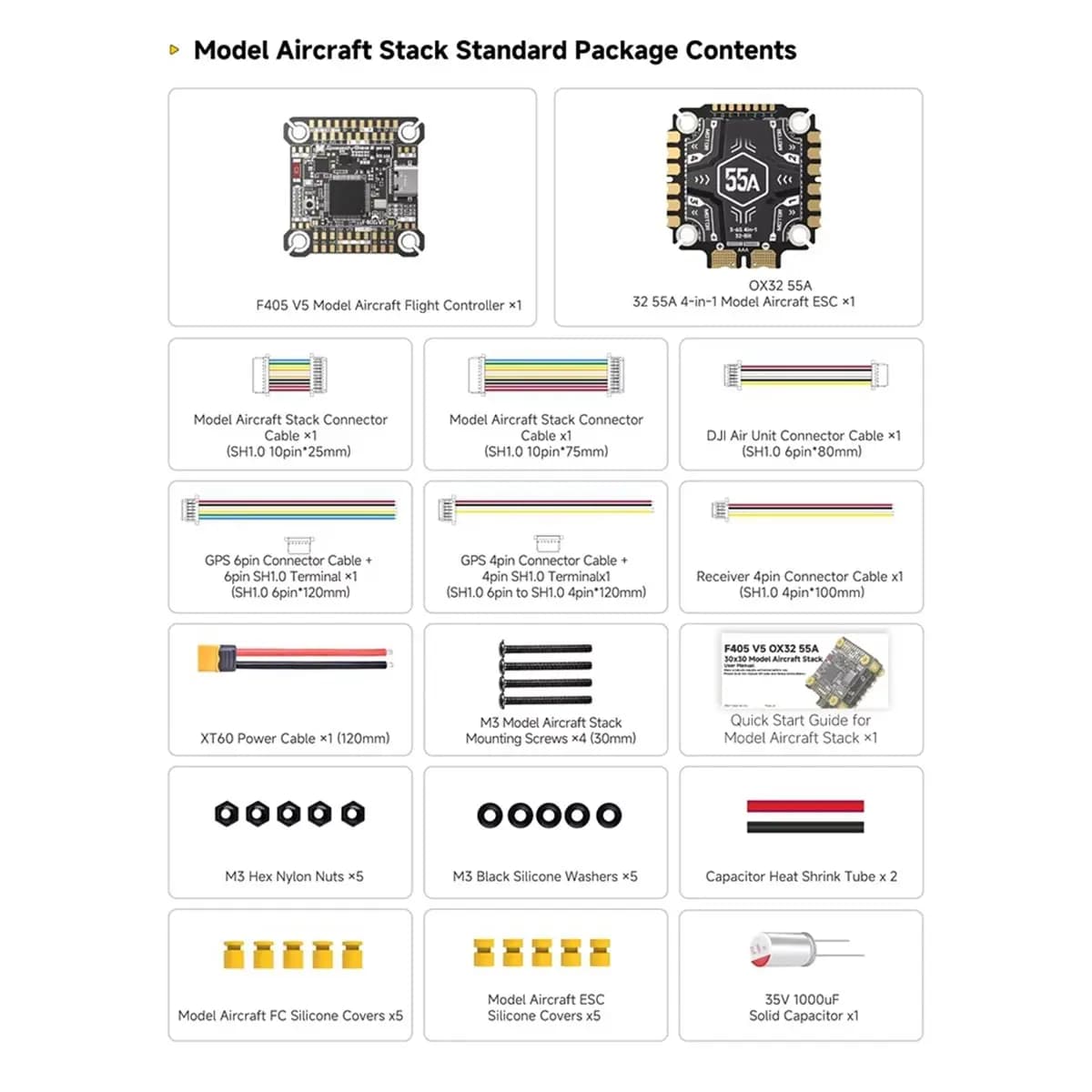 F405 V5 55A Pro Stack: 32 Bit Flight Controller with OX32 Firmware, 30x30 Model Aircraft FC&ESC Stack for FPV Drones