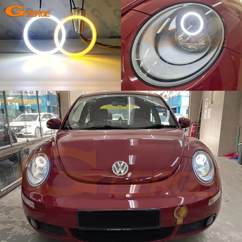 For Volkswagen VW Beetle 2006 2007 2008 2009 2010 Ultra Bright A/W Switchback DRL Turn Signal LED Angel Eyes Kit Halo Rings