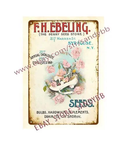 Metal plate with floral pattern Wall Home Tavern 1899 Ebeling, F. H Perry Seed Store - Aluminium
