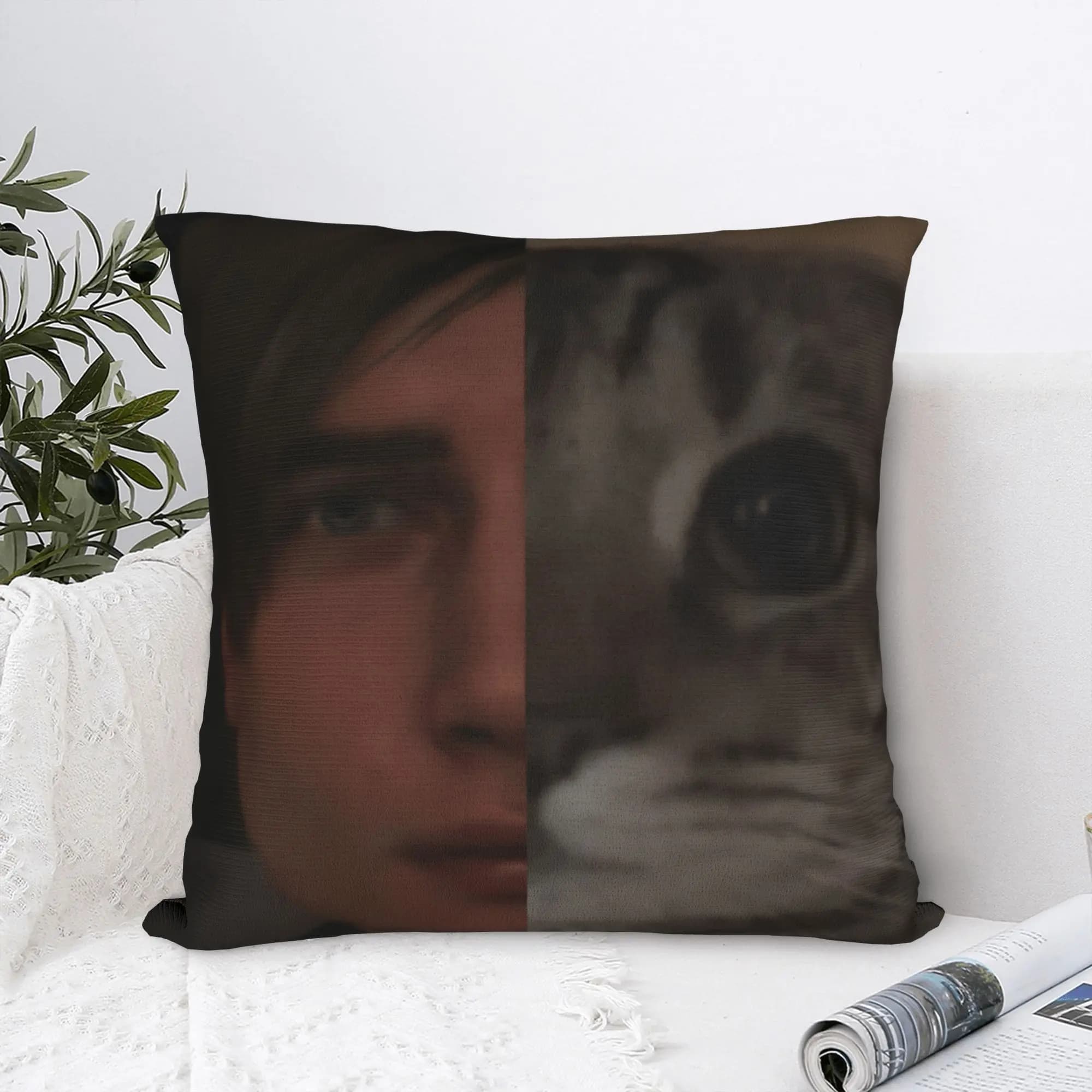 Federa per cuscino L-Leon Scott Kennedy con faccia di gatto, federa quadrata per divano, decorazioni per la casa, federe alla moda