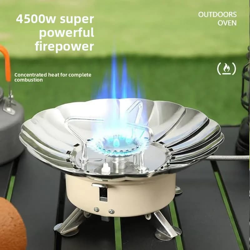 Hot Pot and Open Camping Cartridge Gas Stove, Anti-wind Campsite Stove, Lotus Compact Design for Easy Cooking