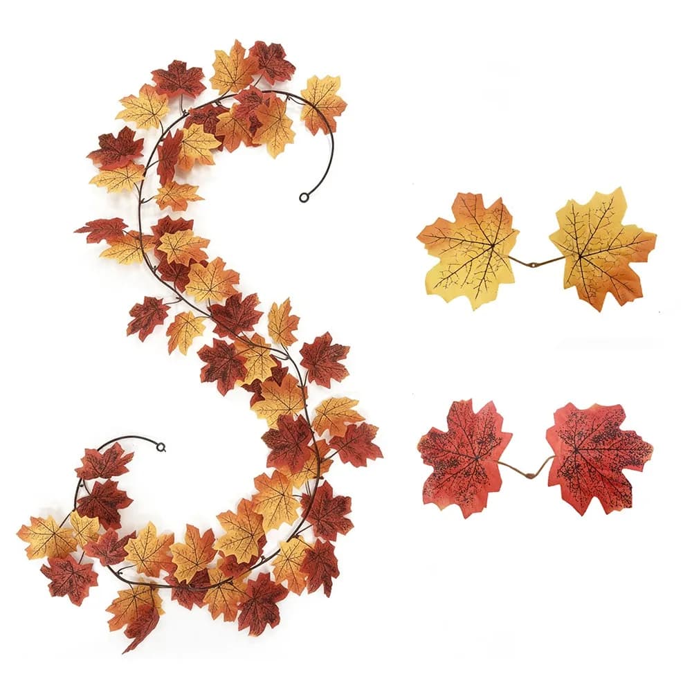2 Meters Artificial Maple Leaf Garland DIY Craft Flexible Fall Foliage Garland Floral Plants Hanging Vine