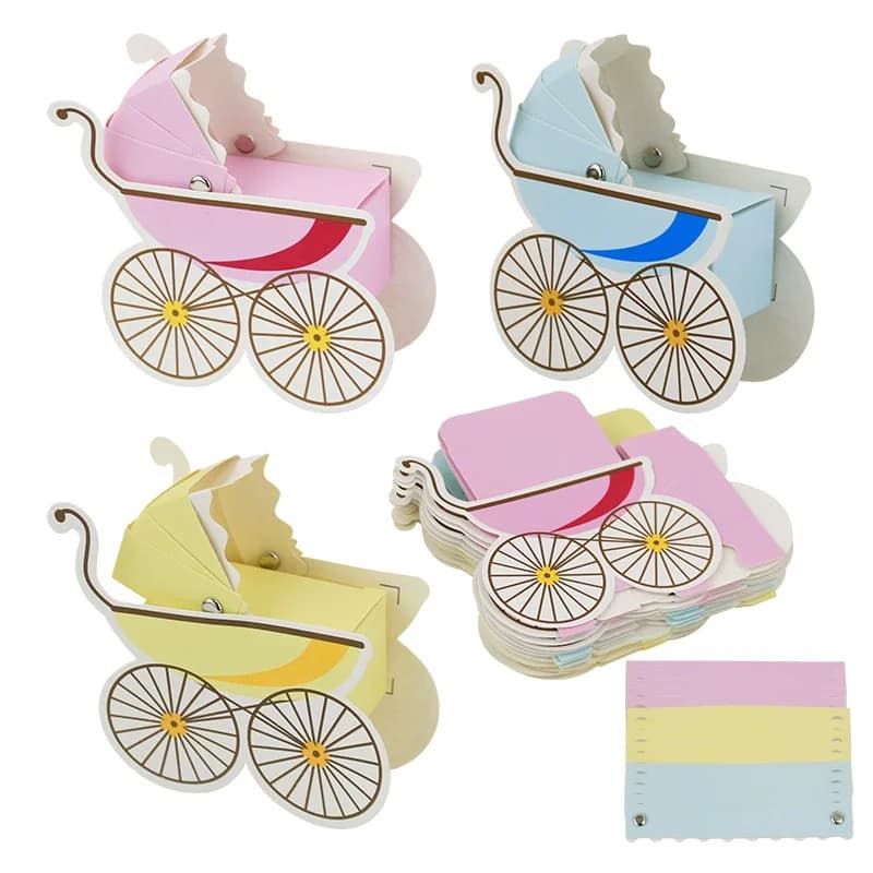 15 scatole di caramelle per biscotti di carta a forma di carrozzina carina, confezione regalo per passeggino per rivelare il genere, per decorazioni per feste di compleanno per baby shower
