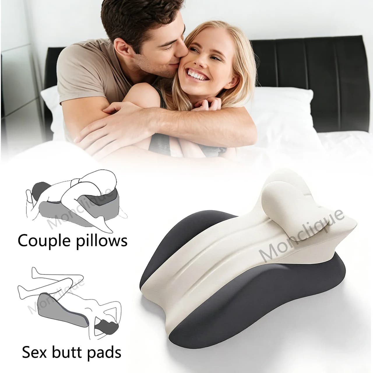 Cuscino per Massaggi Prono Ergonomico in Memory Foam, Supporto Lombare, Pad Correttivo per il Rilassamento del Corpo, Nuove Posizioni per Coppie, Staccabile