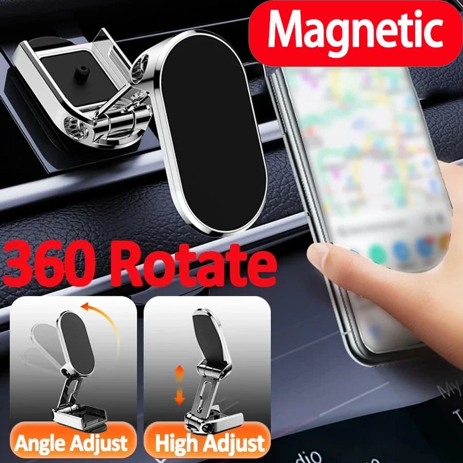 Magnetic Car Phone Holder Magnet Smartphone Support GPS Foldable Phone Bracket in Car For iPhone 15 14 13 12 11 Samsung Xiaomi