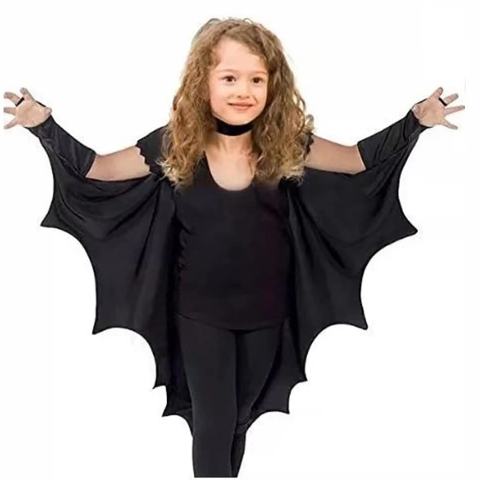 Halloween New Kids Bat Cape Girls Black Bat Cloak Girl Role Play Stage Wear Party Cosplay Performance Costume Children's Clothes