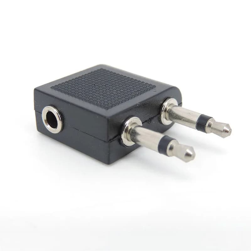Adattatore/Splitter Audio Mono da Viaggio per Cuffie Aereo, Placcato Nichel, con Doppia Presa da 3,5mm per Aereo