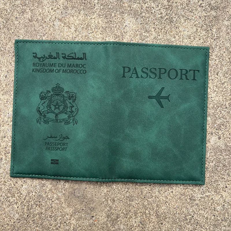 KINGDOM OF MOROCCO Custodia per passaporto da uomo e da donna, custodia verde in PU per protezione del passaporto, accessori da viaggio