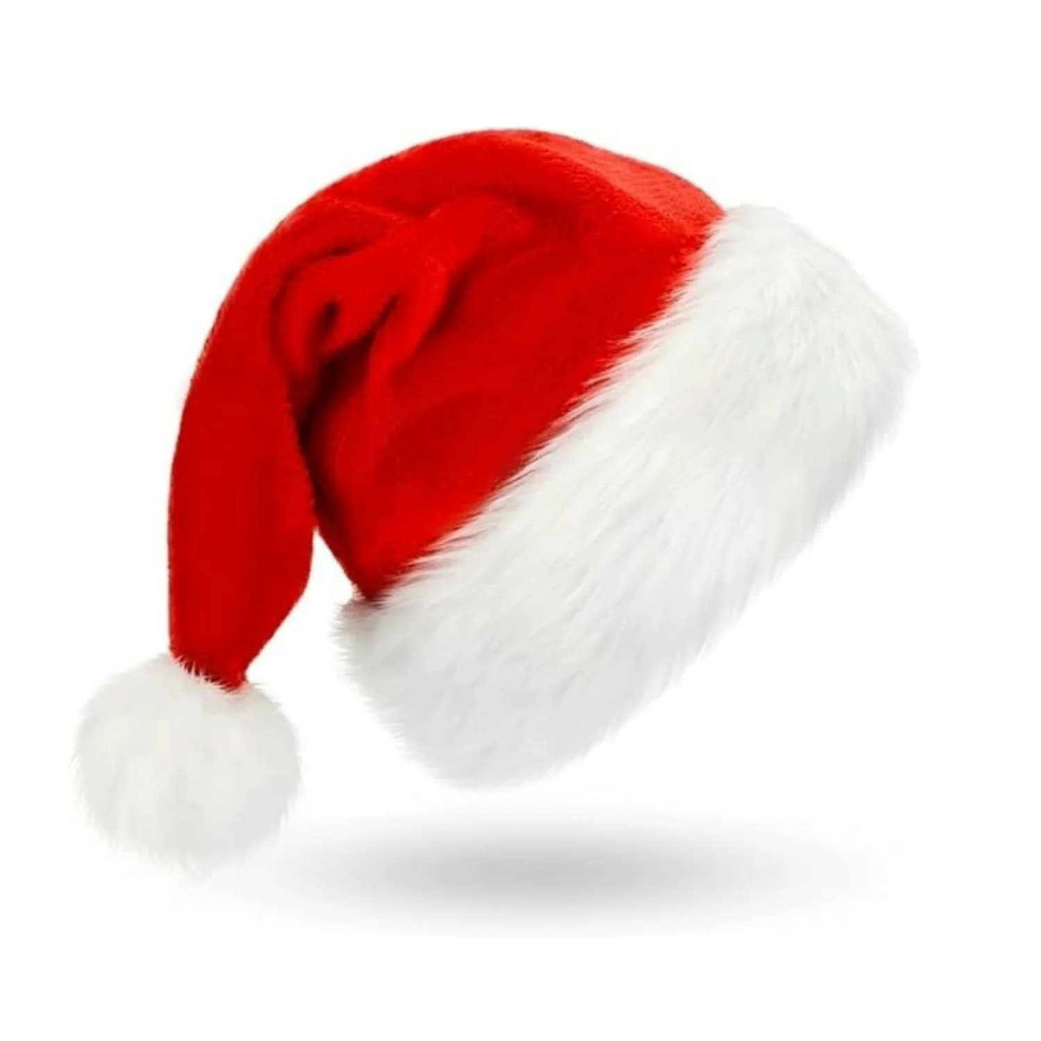 Soffici cappelli da Babbo Natale rossi con tesa e fodera in peluche per adulti uomini donne - Forniture e regali per feste di Natale, Capodanno