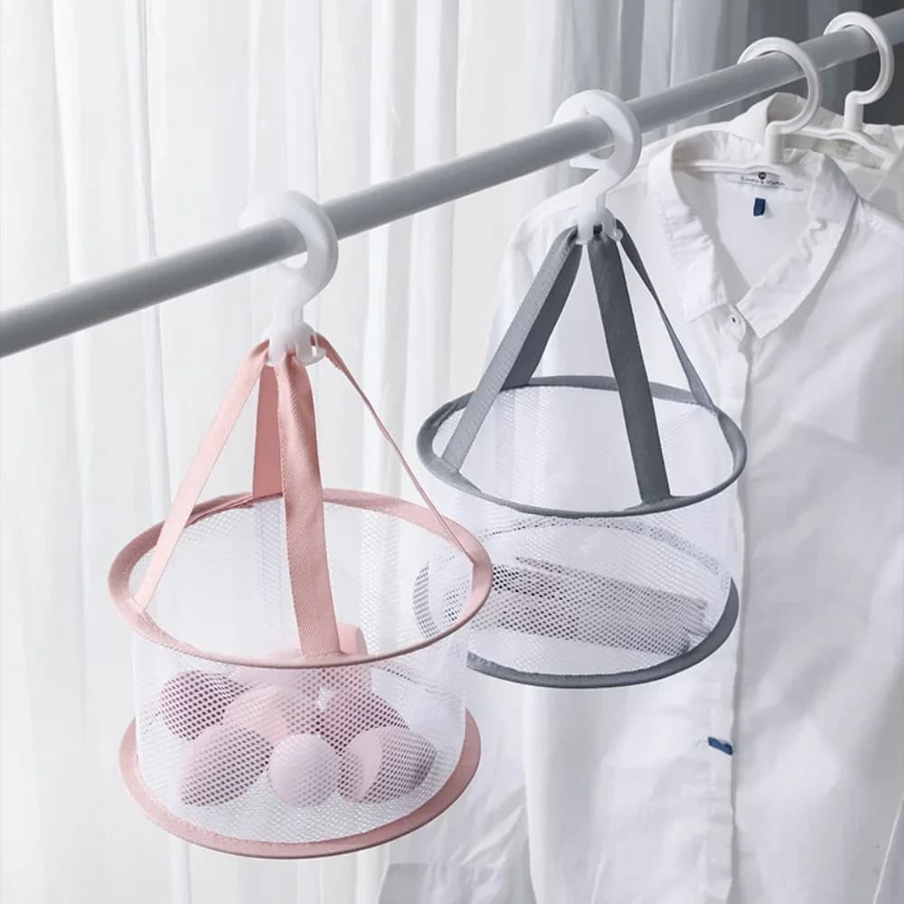 1 pz Borsa a rete per asciugatura all'aria, anti-deformazione, per pennelli da trucco e polveri, per uso domestico, cesto a rete per asciugare vestiti