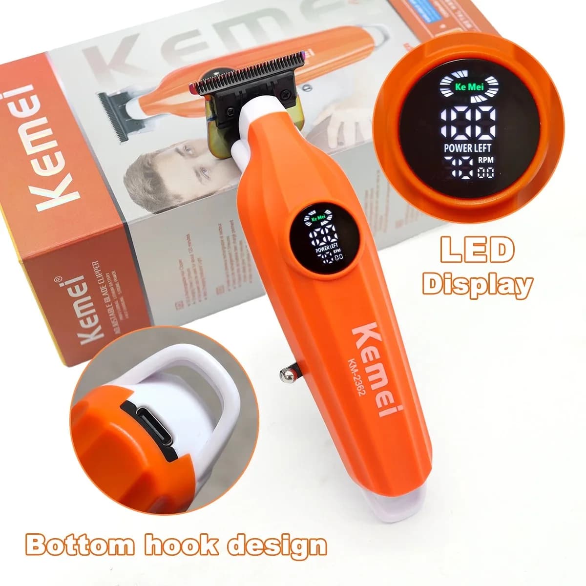 Kemei 2362 Men's Professional Haircut, Zero Gap Finisher with Nano-Superidrophobic Coating, Cutting and Finishing Machine