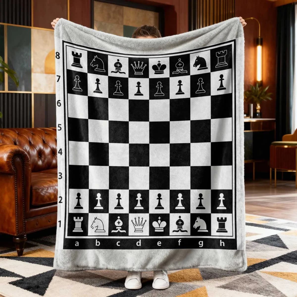 Coperta in flanella con stampa a scacchiera - Regalo in poliestere per tutte le stagioni, per casa, ufficio, campeggio, viaggi