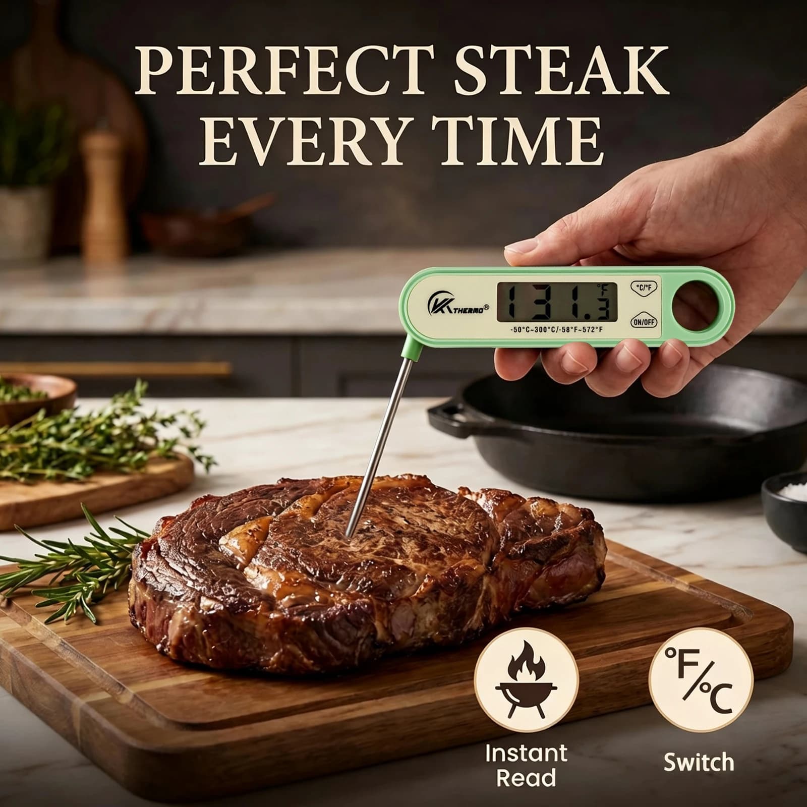 Digital Folding Food Thermometer 180° Rotating Probe Instant Read Kitchen Thermometer for Meat BBQ Milk Water °C/°F