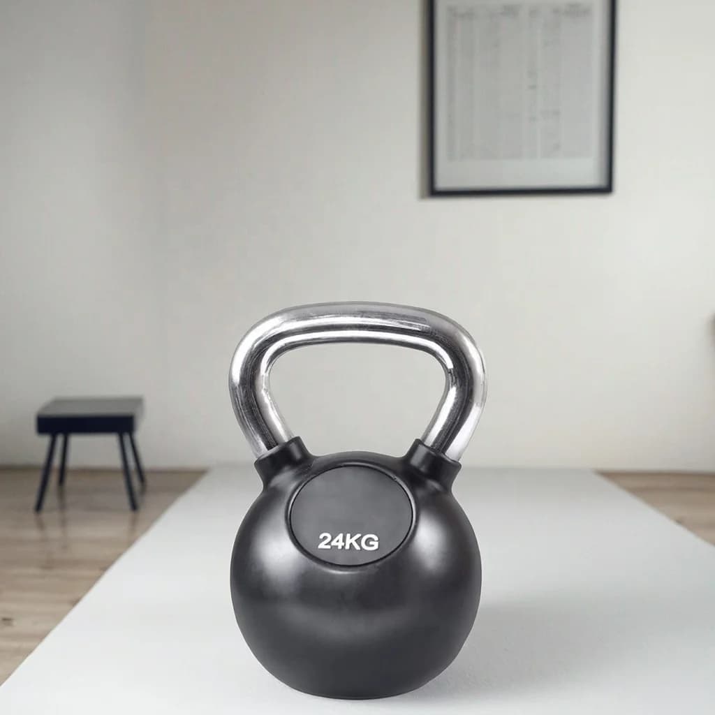 Kettlebell in Ghisa with Custom Logo, Weights from 4kg to 32kg (8lb-70lb), for Gym and Home Fitness, Rubber Coating, Competition Kettlebell