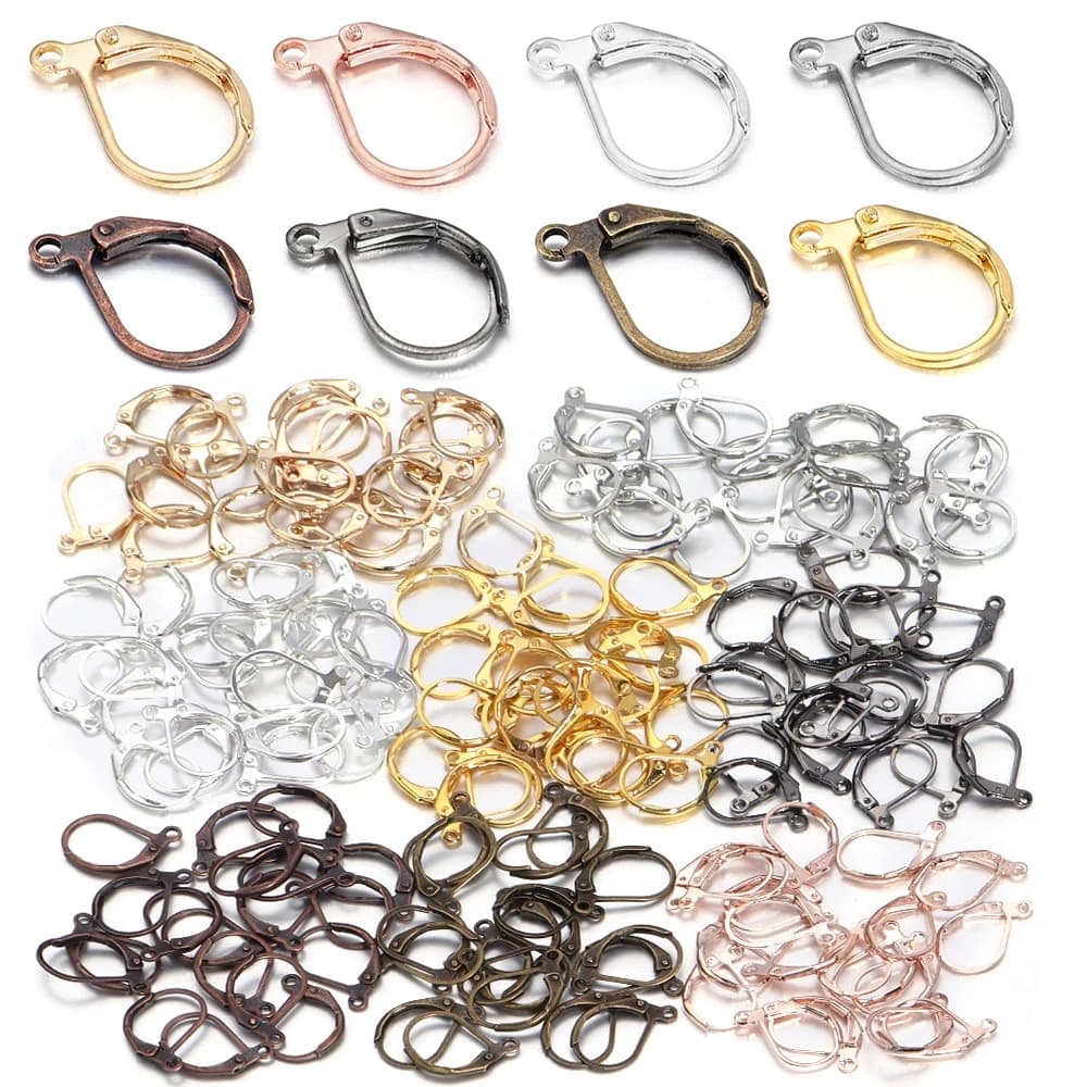 50pcs/lot Metal D Shape Spring Earrings Hooks Clasp French Ear Clips Earwires for DIY Jewelry Making Earring Findings Supplies