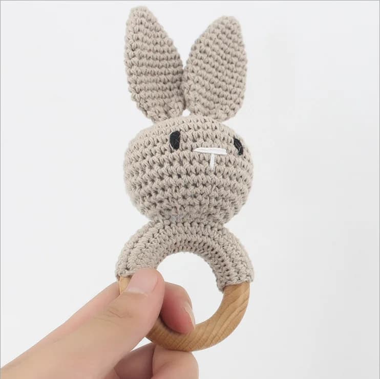 Premium Baby Teething Gift Set - Safe Wooden Bunny Ear Teether - Ideal Full Moon Present & Parenting Essential