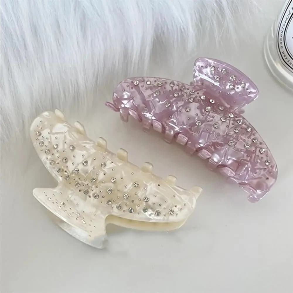 Fermaglio per capelli personalizzato con strass a diamante, fermaglio a pinza in acetato, fermaglio a squalo, fermaglio a squalo geometrico, streetwear