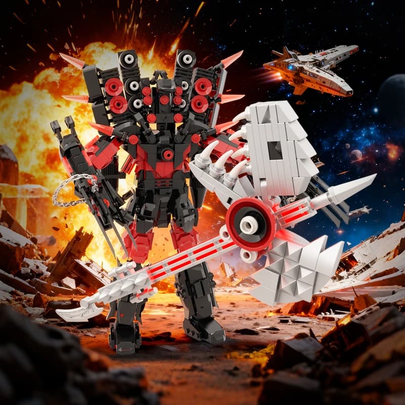 Nuovo Titan Guitor Altoparlante Uomo Building Blocks Set Creativo Skibidi Toilette Con Ascia Da Battaglia Mattoni FAI DA TE Giocattolo Per I Ragazzi Regalo Di Natale