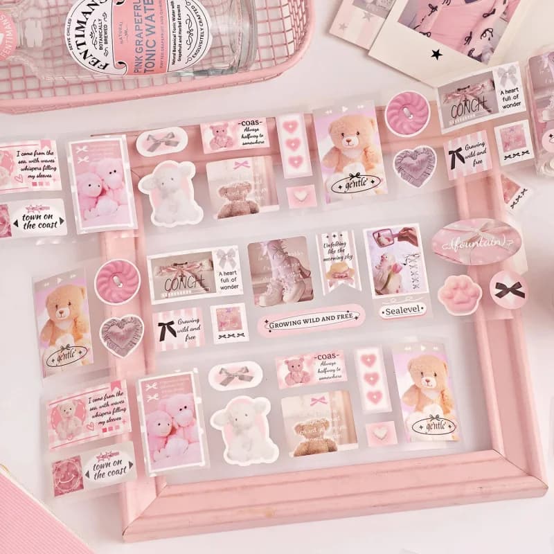 5*200cm Korean Style Washi Tape Set - 1 Roll Cute Decorative Tapes for Journaling & Scrapbooking