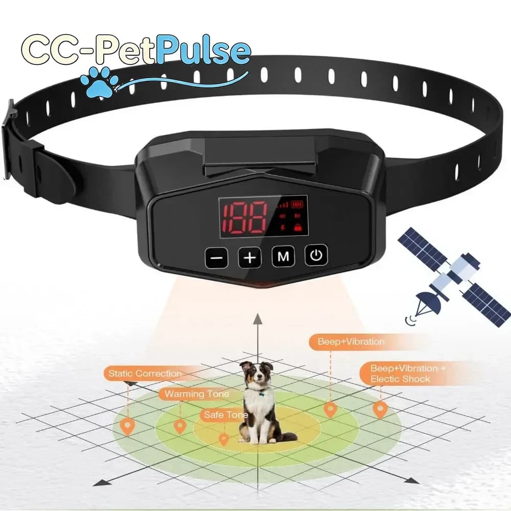 CC-PetPulse Wireless GPS Invisible Electric Fence, Outdoor Electric Wireless Dog Fence Containment System, GPS Dog Collar