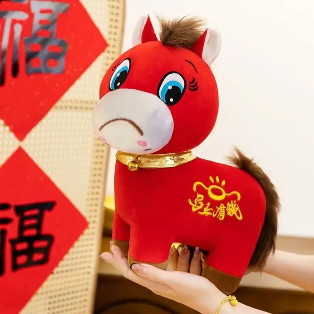Peluche Cavallo Piangente Anno del Cavallo, Morbido Regalo di Capodanno, Mascotte Cavallo Triste, Decorazione per Scrivania Ufficio
