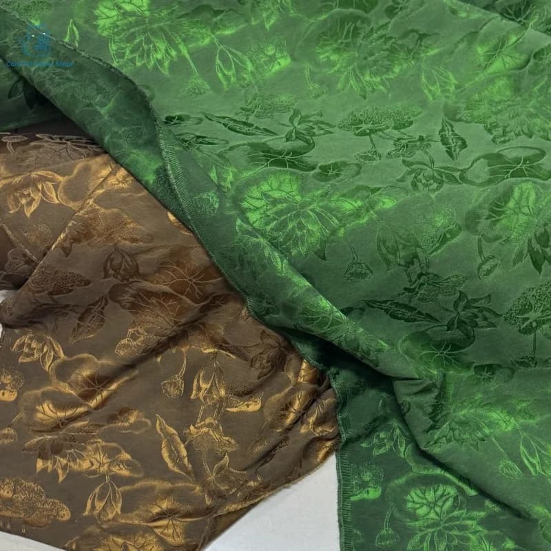 Soft Jacquard Lotus Flower Linen Acetate Fabric Chinese Style Sewing Qipao Shirt Dress Tablecloth DIY Material Apparel Textile