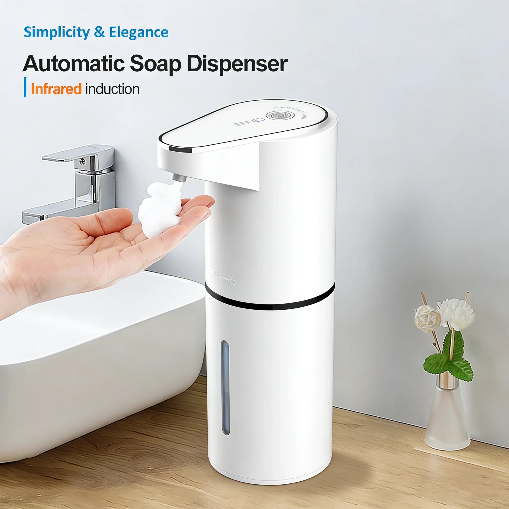 New soap dispenser with automatic bathroom detection type C multi-level electrical plug with vertical wall charging