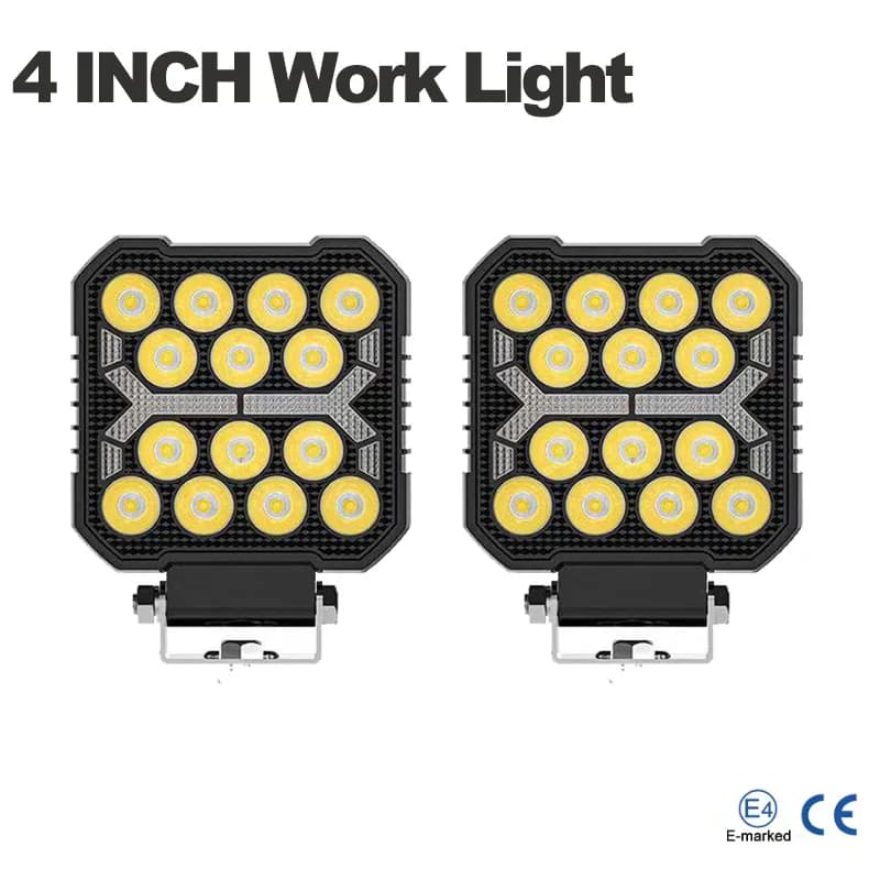Fari da Lavoro LED Quadrati da 4 Pollici 9-30V, Luci Diurne, Fari Modificati per Veicoli Fuoristrada, Fari Spot per SUV 4X4, Lampada di Guida Lampeggiante