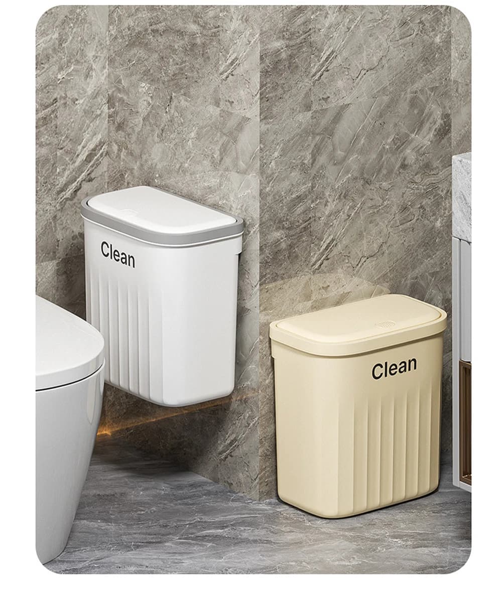 Cestino per Rifiuti a Muro con Coperchio 12/16L, Bidone per Bagno e Cucina, Contenitore per Riciclaggio